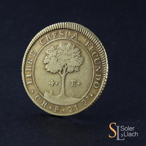 REPÚBLICA DE CENTROAMERICA. 4 Escudos. 1828-C.R. F. COSTA RI