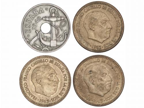 ESTADO ESPAÑOL. Lote 4 monedas 50 Céntimos y 1 Peseta (3). 5