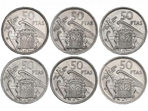 ESTADO ESPAÑOL. Lote 6 monedas 50 Pesetas. 1957 (*58, 59, 60