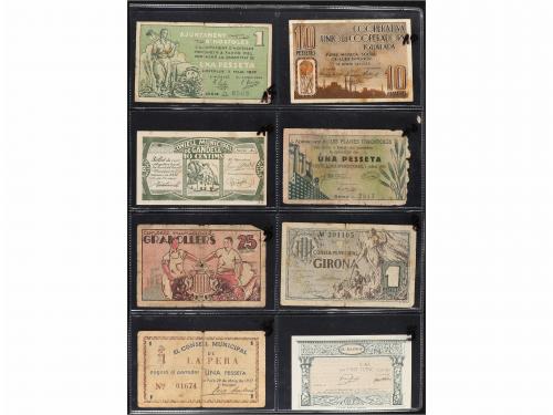 BILLETES LOCALES GUERRA CIVIL. Lote 42 billetes. La mayoría 