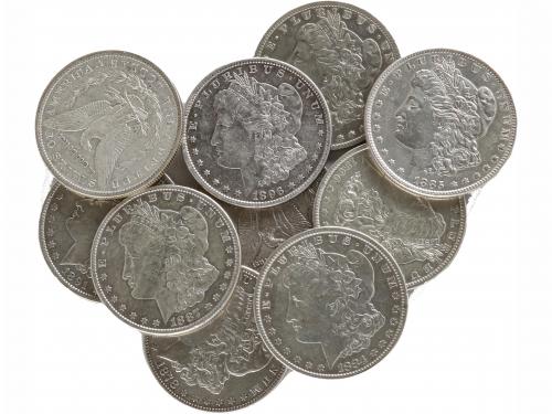 ESTADOS UNIDOS. Lote 10 monedas 1 Dólar. 1878 a 1896. AR. Ti