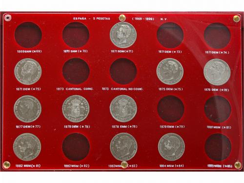 LOTES CENTENARIO. Lote 19 monedas 5 Pesetas. 1871 a 1898. 18