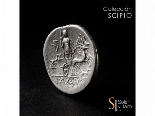 REPÚBLICA ROMANA. Denario. 71 a.C. AXIA. Lucius Axius L.f. N