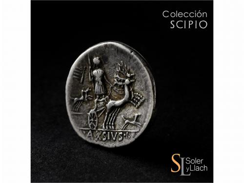 REPÚBLICA ROMANA. Denario. 71 a.C. AXIA. Lucius Axius L.f. N