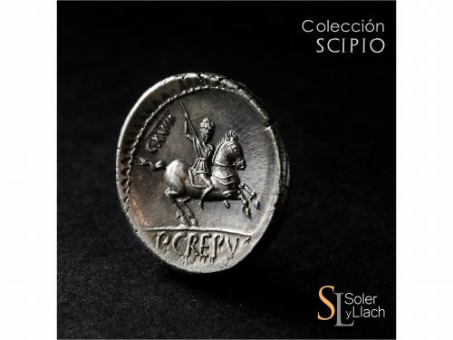 REPÚBLICA ROMANA. Denario. 82 a.C. CREPUSIA. Publius Crepusi