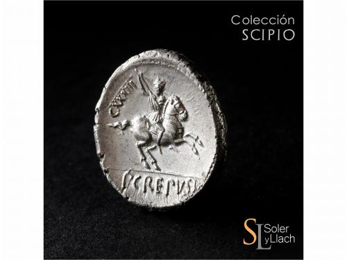 REPÚBLICA ROMANA. Denario. 82 a.C. CREPUSIA. Publius Crepusi