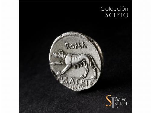 REPÚBLICA ROMANA. Denario. 77 a.C. SATRIENA. P. Satrienus. A