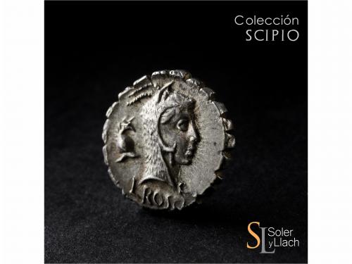 REPÚBLICA ROMANA. Denario. 64 a.C. ROSCIA. L. Roscius. Anv.: