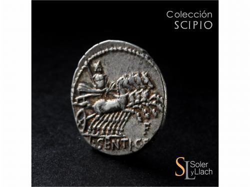 REPÚBLICA ROMANA. Denario. 101 a.C. SENTIA. Lucius Sentius C