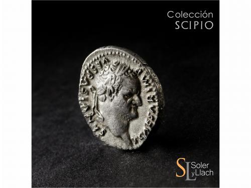 IMPERIO ROMANO. Denario. Acuñada el 74-79 d.C. TITO. Anv.: T