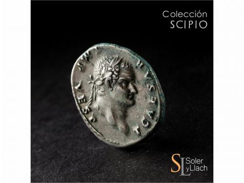 IMPERIO ROMANO. Denario. Acuñada el 74 d.C. TITO. Anv.: T. C