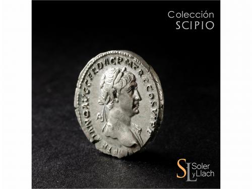 IMPERIO ROMANO. Denario. Acuñada el 112-117 d.C. TRAJANO. An