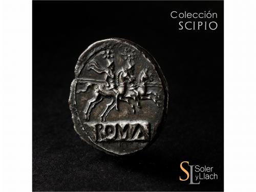 REPÚBLICA ROMANA. Denario. 212-210 a.C. ANÓNIMO. SUR de ITAL