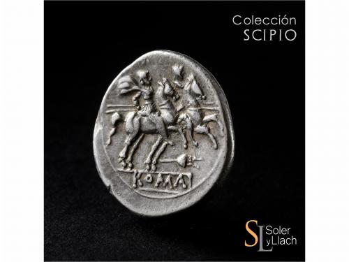 REPÚBLICA ROMANA. Denario. 211-208 a.C. ANÓNIMO. Rev.: Diósc