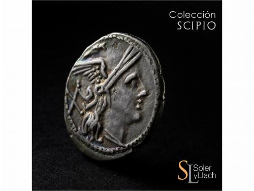 REPÚBLICA ROMANA. Denario. 210-208 a.C. ANÓNIMO. ITALIA CENT