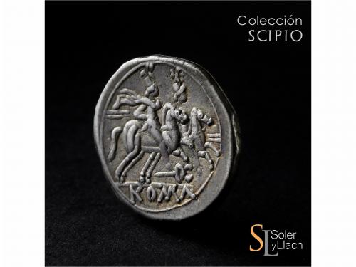 REPÚBLICA ROMANA. Denario. 210-208 a.C. ANÓNIMO. ITALIA CENT