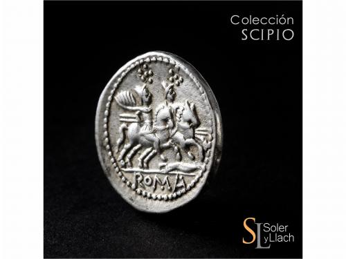 REPÚBLICA ROMANA. Denario. 208-206 a.C. ANÓNIMO. Rev.: Diósc