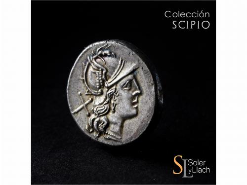 REPÚBLICA ROMANA. Denario. 189-180 a.C. ANÓNIMO. Rev.: Diana