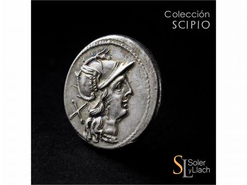 REPÚBLICA ROMANA. Denario. 189-180 a.C. ANÓNIMO. Rev.: Diana