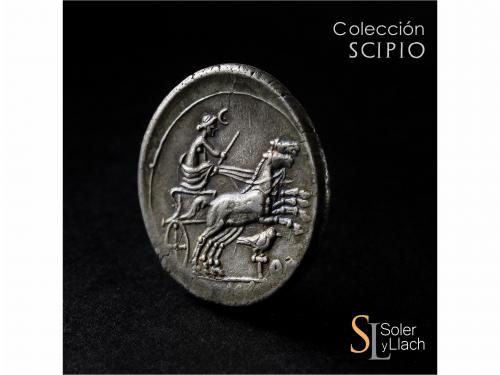 REPÚBLICA ROMANA. Denario. 189-180 a.C. ANÓNIMO. Rev.: Diana