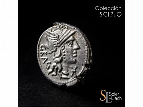 REPÚBLICA ROMANA. Denario. 136 a.C. ANTESTIA. L. Antestius G