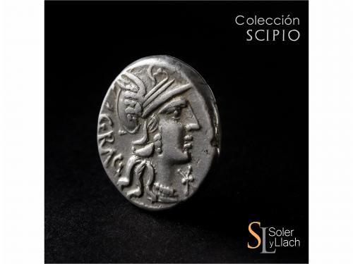 REPÚBLICA ROMANA. Denario. 136 a.C. ANTESTIA. L. Antestius G