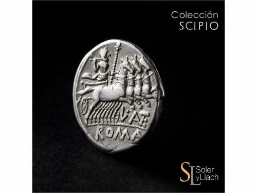 REPÚBLICA ROMANA. Denario. 136 a.C. ANTESTIA. L. Antestius G