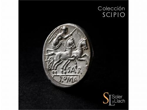 REPÚBLICA ROMANA. Denario. 155 a.C. ATILIA. Atilius Saranus.