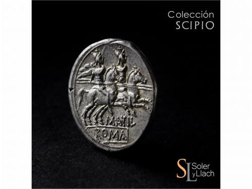 REPÚBLICA ROMANA. Denario. 148 a.C. ATILIA. M. Atilius Saran