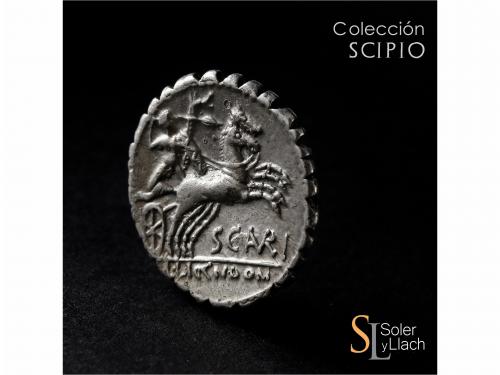 REPÚBLICA ROMANA. Denario. 118 a.C. AURELIA. M. Aurelius Sca