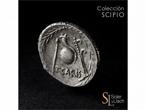 REPÚBLICA ROMANA. Denario. 46 a.C. CARISIA. T. Carisius. Anv