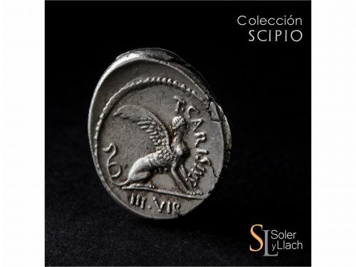 REPÚBLICA ROMANA. Denario. 46 a.C. CARISIA. T. Carisius. Anv