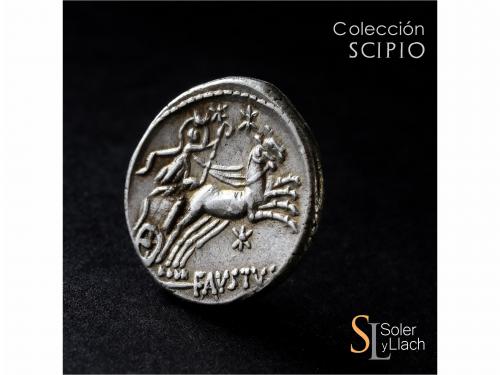 REPÚBLICA ROMANA. Denario. 56 a.C. CORNELIA. Faustus Corneli