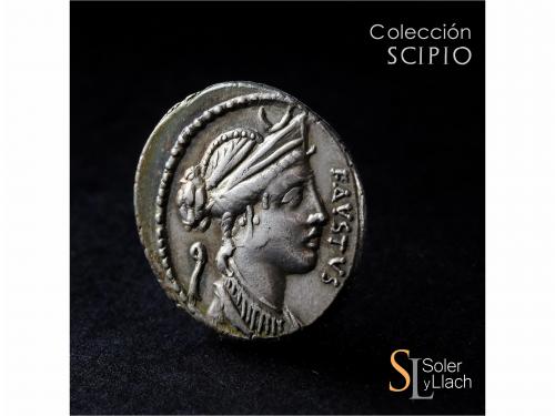 REPÚBLICA ROMANA. Denario. 56 a.C. CORNELIA. Faustus Corneli