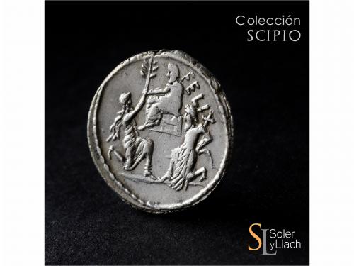 REPÚBLICA ROMANA. Denario. 56 a.C. CORNELIA. Faustus Corneli