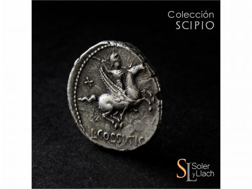 REPÚBLICA ROMANA. Denario. 74 a.C. COSSUTIA. L. Cossitius C.