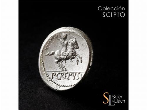 REPÚBLICA ROMANA. Denario. 82 a.C. CREPUSIA. Publius Crepusi