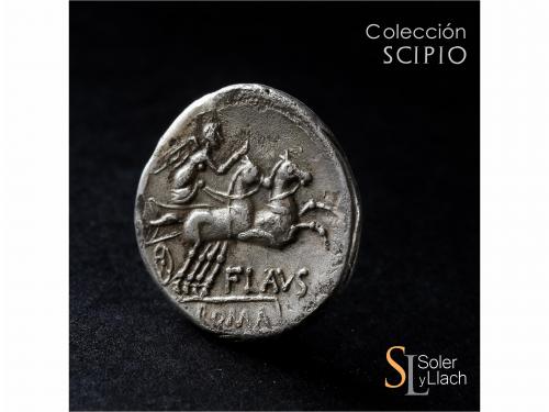 REPÚBLICA ROMANA. Denario. 150 a.C. DECIMIA. Decimius Flavus