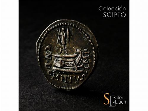 REPÚBLICA ROMANA. Denario. 41 a.C. DOMITIA. Cn. Domitius L.f