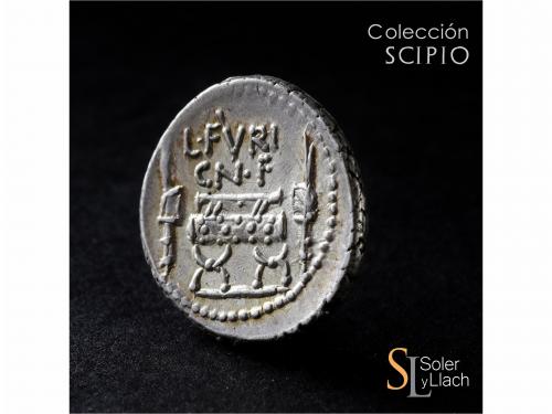 REPÚBLICA ROMANA. Denario. 63 a.C. FURIA. L. Furius Cn. Broc