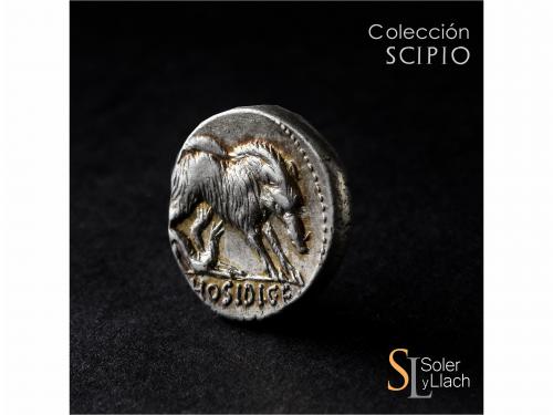 REPÚBLICA ROMANA. Denario. 68 a.C. HOSIDIA. C. Hosidius C.f.