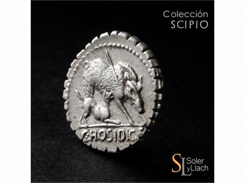 REPÚBLICA ROMANA. Denario. 68 a.C. HOSIDIA. C. Hosidius C.f.