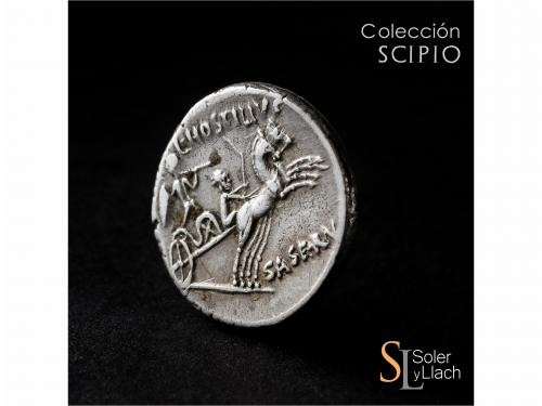 REPÚBLICA ROMANA. Denario. 48 a.C. HOSTILIA. L. Hostilius Sa