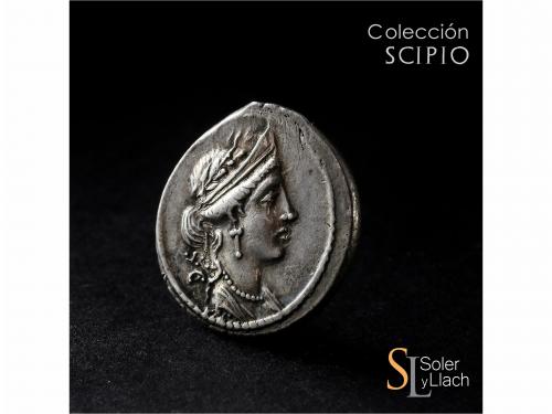 REPÚBLICA ROMANA. Denario. 55 a.C. LICINIA. P. Licinius Cras