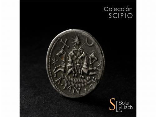 REPÚBLICA ROMANA. Denariio. 118-117 a.C. MANLIA. Q. Manlius 