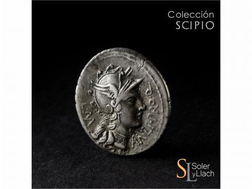 REPÚBLICA ROMANA. Denario. 82 a.C. MANLIA. L. Manlius Torqua