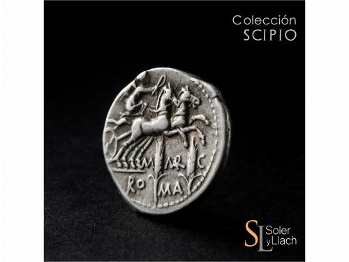 REPÚBLICA ROMANA. Denario. 134 a.C. MARCIA. M. Marcius M.n f