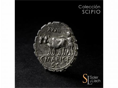 REPÚBLICA ROMANA. Denario. 81 a.C. MARIA. C. Marius C.f. Cap