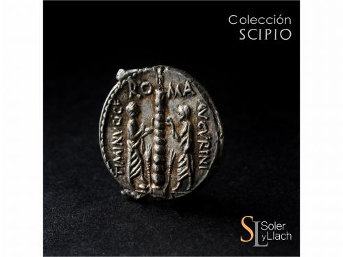 REPÚBLICA ROMANA. Denario. 134 a.C. MINUCIA. Ti Minucius Aug