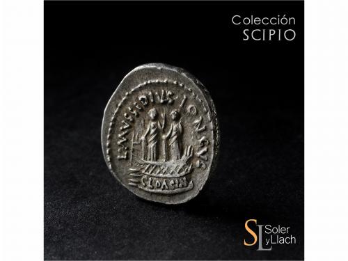 REPÚBLICA ROMANA. Denario. 47 a.C. MUSSIDIA. L. Mussidius Lo